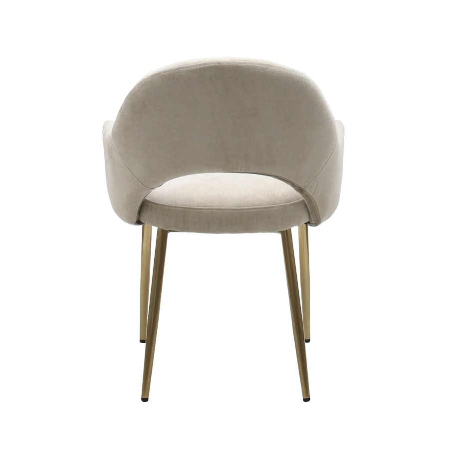 Set of 6 Beige Upholstered Dning Chairs with Gold Legs - Colbie
