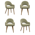 BUN/CLB023/98055 Set of 4 Sage Green Velvet Dining Chairs with Oak Legs - Colbie