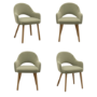 Set of 4 Sage Green Velvet Dining Chairs with Oak Legs - Colbie