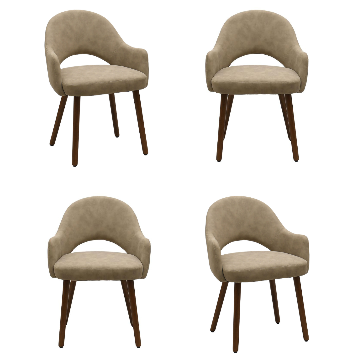 Colbie Beige Set Of 4 Faux Leather Dining Chairs With Walnut Legs