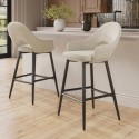 BUN/CLB026S/99520 Set of 2 Black and Beige Upholstered Kitchen Stools with Back - Colbie
