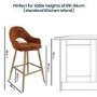 Set of 4 Oak and Burnt Orange Upholstered Kitchen Stools with Back - Colbie
