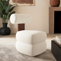 Off-White Boucle Roll Back Accent Chair - Cleo