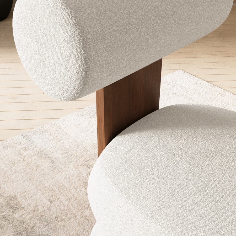 Cream Boucle Roll Back Accent Chair - Cleo