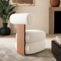 Off-White Boucle Roll Back Accent Chair - Cleo