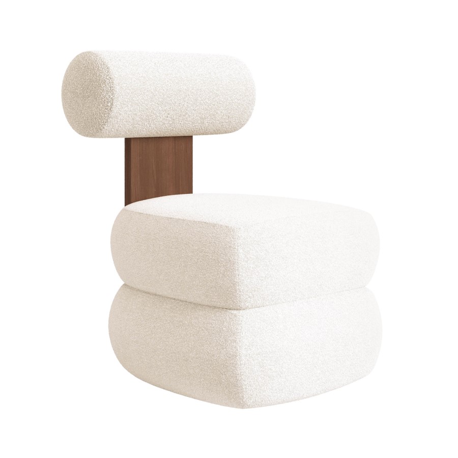 Cream Boucle Roll Back Accent Chair - Cleo