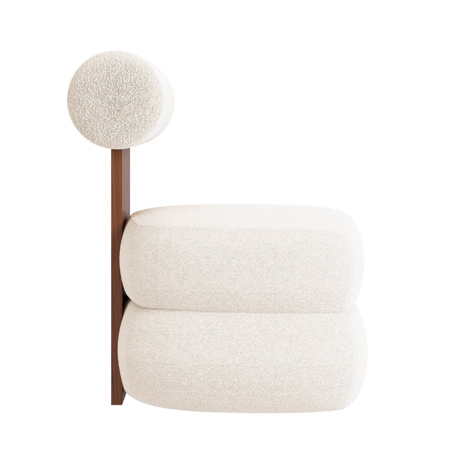 Cream Boucle Roll Back Accent Chair - Cleo