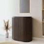 800mm Walnut Wood Effect Curved Fluted Freestanding Countertop Vanity Unit – Matira