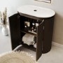 800mm Walnut Wood Effect Curved Fluted Freestanding Countertop Vanity Unit – Matira
