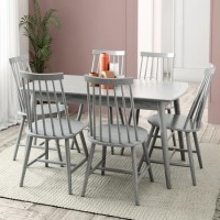 Grey Extendable Dining Set with 6 Spindle Chairs - Cami