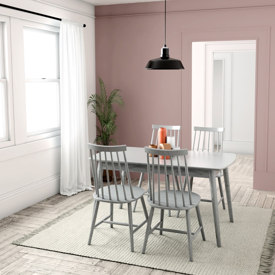 Grey Extendable Dining Table with 4 Matching Spindle Dining Chairs - Cami