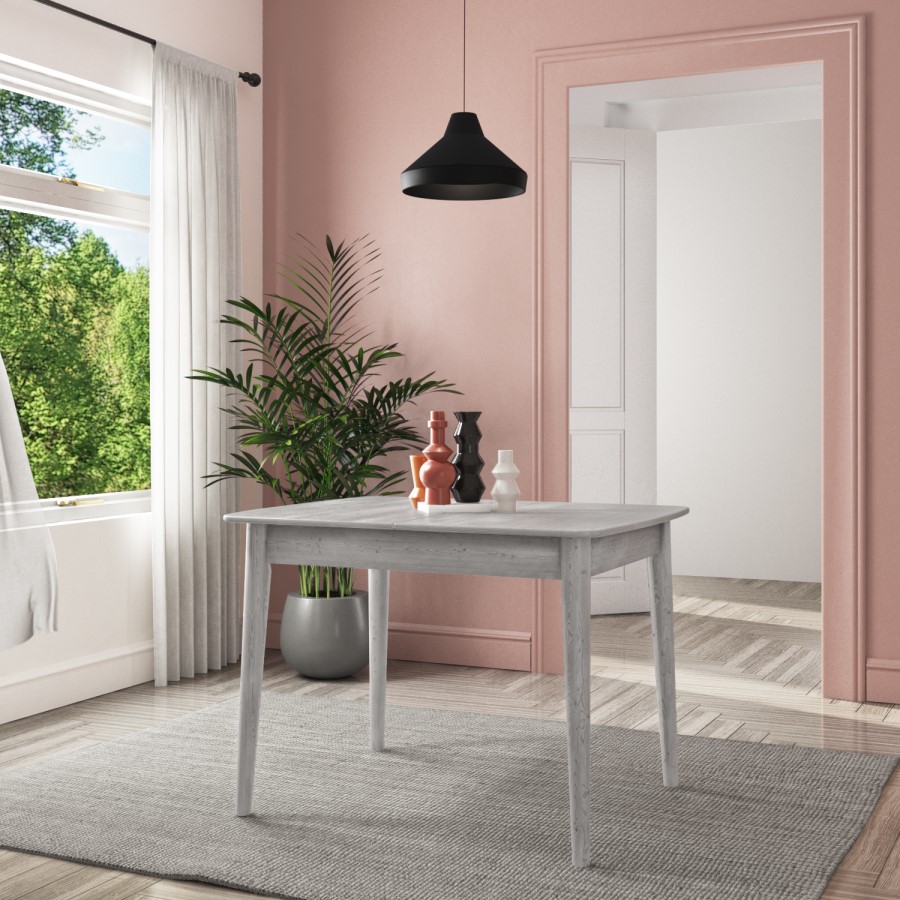 Grey Extendable Dining Table with 4 Matching Spindle Dining Chairs - Cami