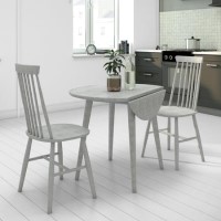 Grey Drop Leaf Dining Set with 2 Grey Spindle Chairs - Cami