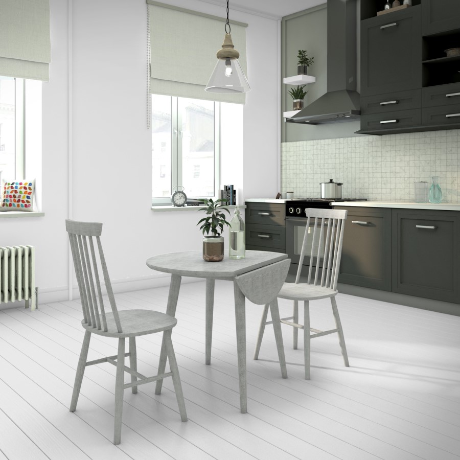 Grey Drop Leaf Dining Set with 2 Grey Spindle Chairs - Cami