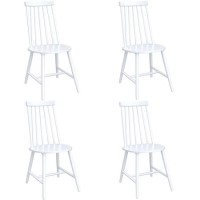 Set of 4 White Wooden Spindle Dining Chairs - Cami