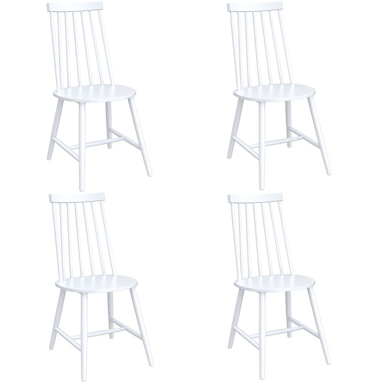 Set of 4 White Wooden Spindle Dining Chairs - Cami