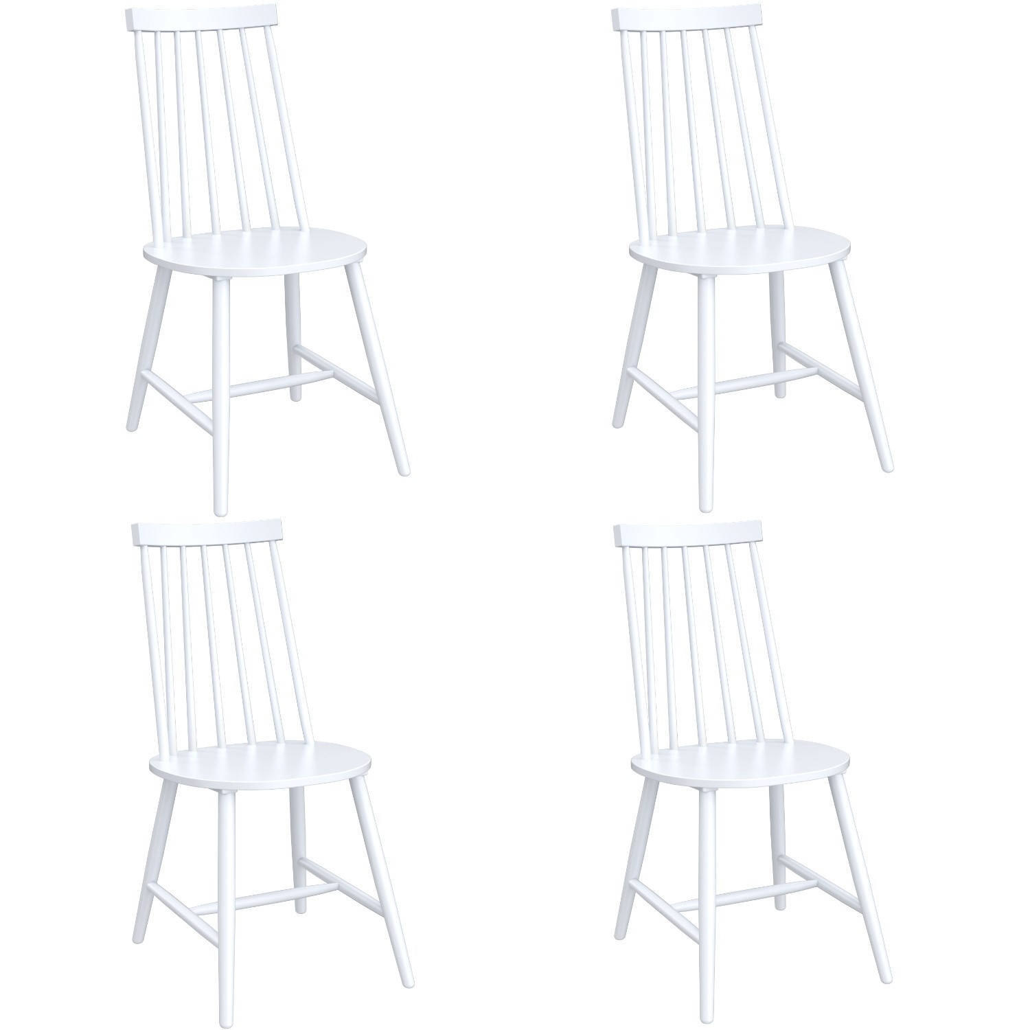 Photo of Set of 4 white wooden spindle dining chairs - cami