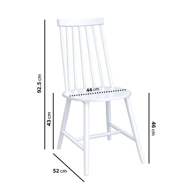 Set of 4 White Wooden Spindle Dining Chairs - Cami