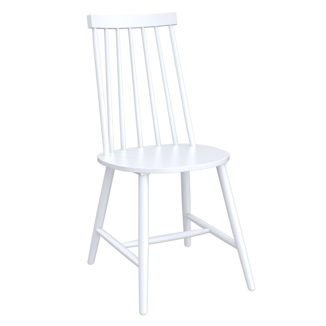 Set of 4 White Wooden Spindle Dining Chairs - Cami