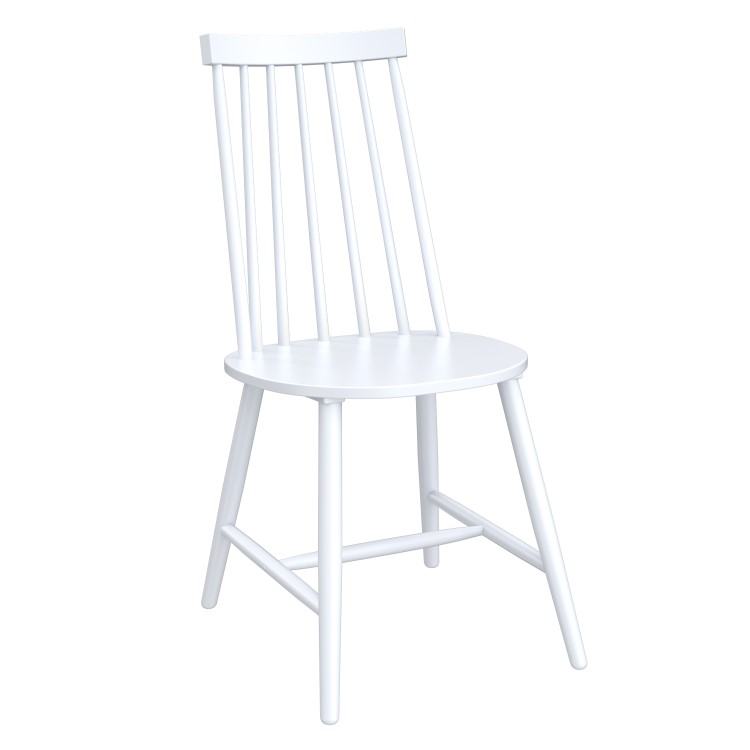 Set of 4 White Wooden Spindle Dining Chairs - Cami