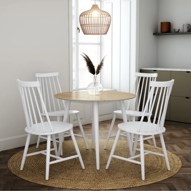 Set of 4 White Wooden Spindle Dining Chairs - Cami