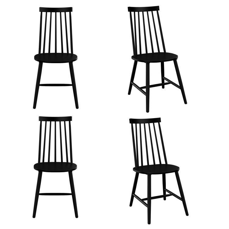 Set of 4 Black Wooden Spindle Dining Chairs - Cami