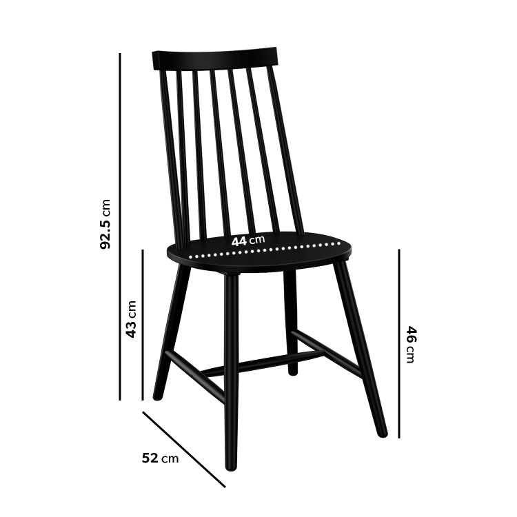 Set of 4 Black Wooden Spindle Dining Chairs - Cami