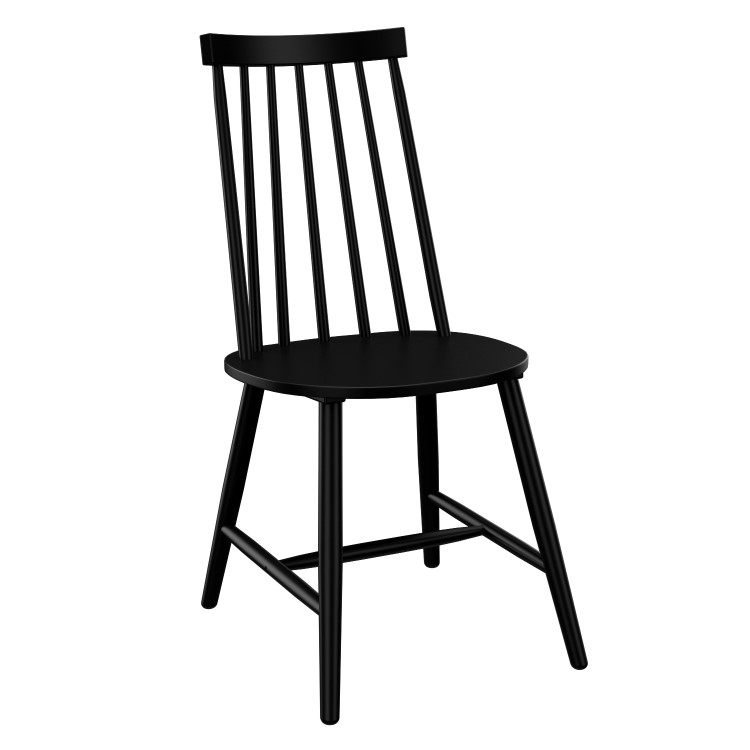 Set of 4 Black Wooden Spindle Dining Chairs - Cami