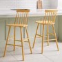 Set of 2 Light Oak Wooden Kitchen Stools with Spindle Back - 66cm - Cami
