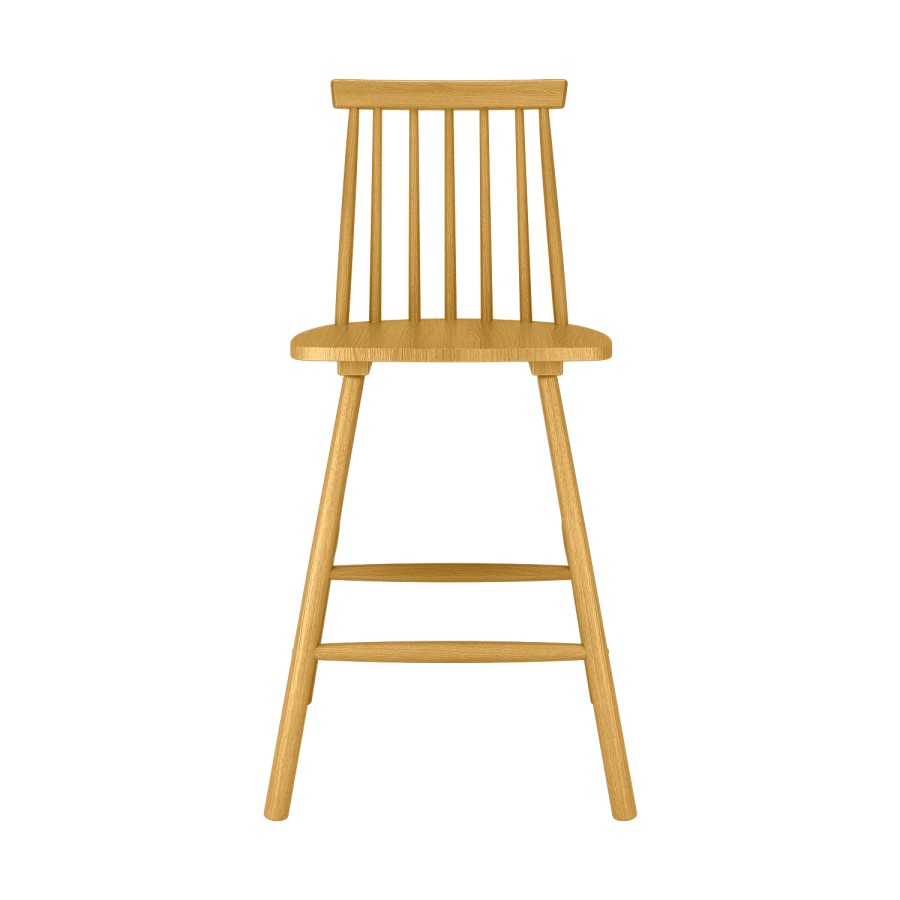 Set of 3 Light Oak Wooden Kitchen Stools with Spindle Back - 66cm - Cami