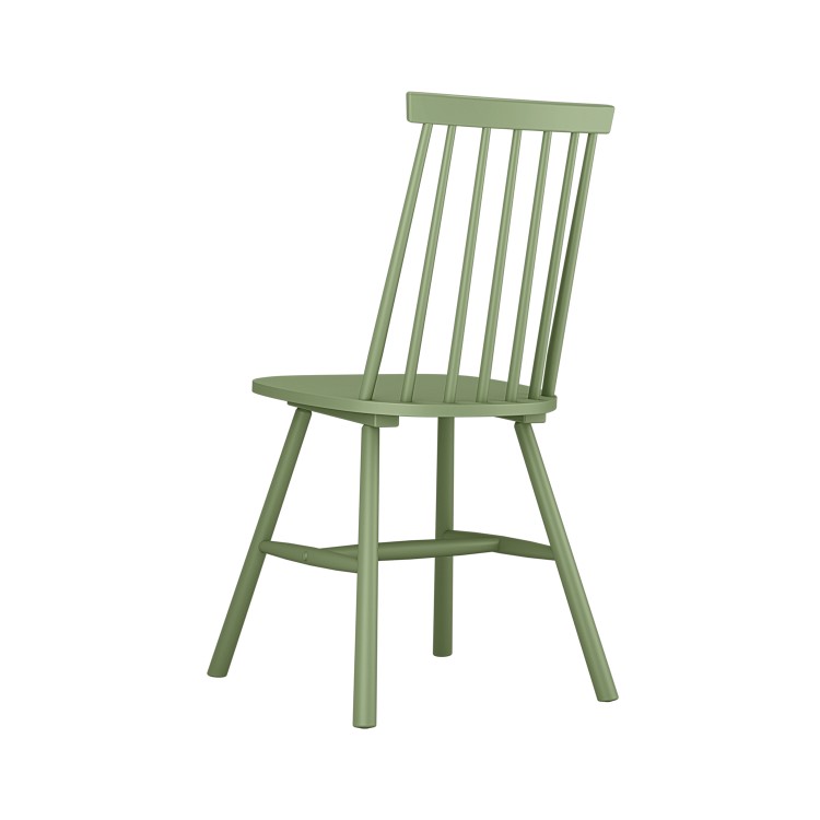 Set of 2 Olive Green Wooden Spindle Back Dining Chairs - Cami