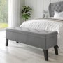 GRADE A1 - Cushioned End-of-Bed Ottoman Storage Bench in Grey Velvet - Cameron