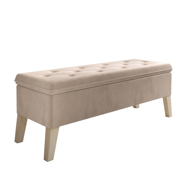 Hallway Storage Bench Seat in Beige Velvet - Cameron