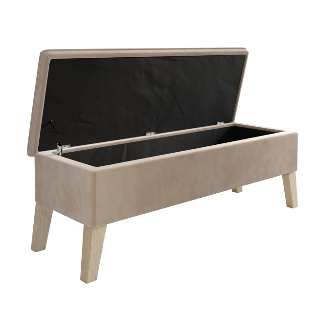 Hallway Storage Bench Seat in Beige Velvet - Cameron