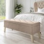 Cushioned End-of-Bed Ottoman Storage Bench in Beige Velvet - Cameron