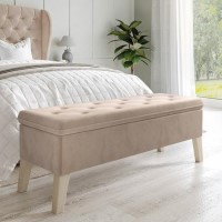 Blanket Box Seat in Beige Velvet - Cameron