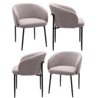 Set of 4 Taupe Boucle Upholstered Dining Chairs - Cora Set of 4 Taupe Boucle Upholstered Dining Chairs - Cora
