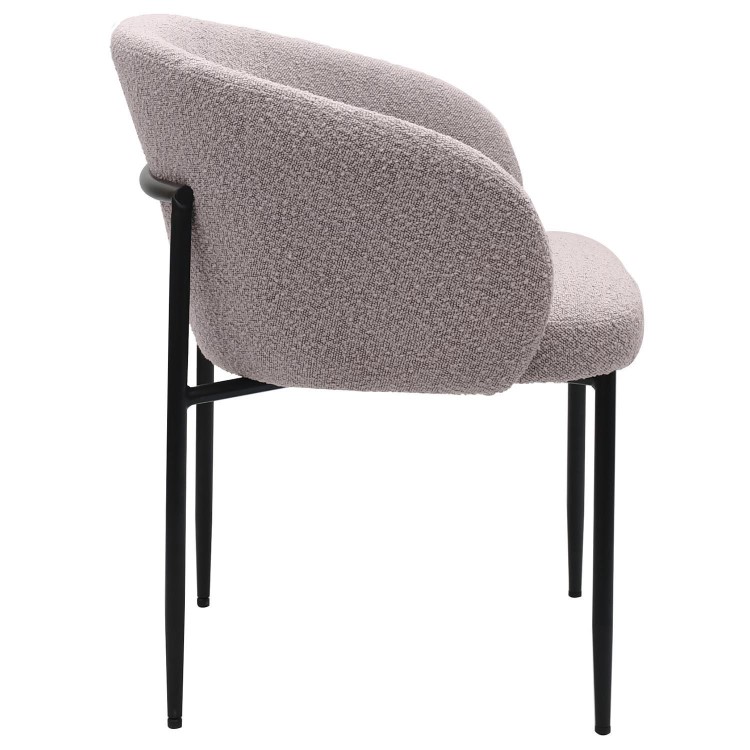 Set of 4 Taupe Boucle Upholstered Dining Chairs - Cora