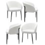 Set of 4 White Boucle Dining Chairs - Cora