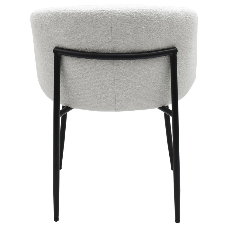 Set of 4 White Boucle Upholstered Dining Chairs - Cora