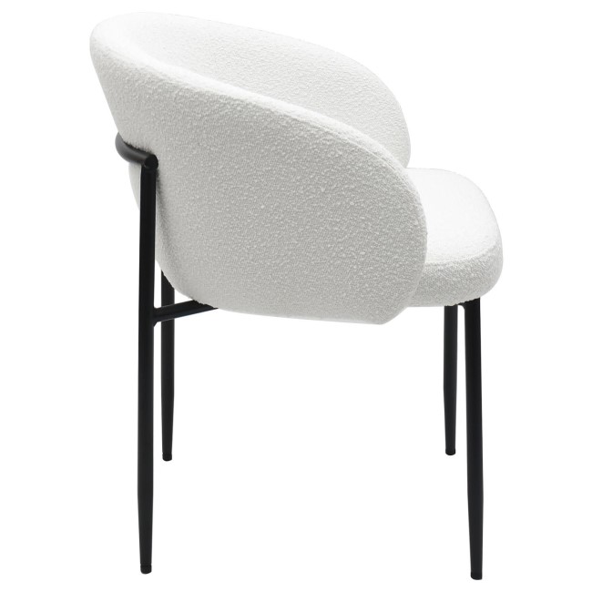 Set of 4 White Boucle Upholstered Dining Chairs - Cora