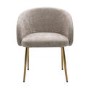Set of 4 Taupe Textured Dining Chairs with Brass Legs - Cora