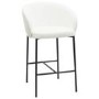 Set of 2 White Boucle Upholstered Kitchen Stools with Black Legs and Back - Cora