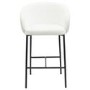 Set of 2 White Boucle Upholstered Kitchen Stools with Black Legs and Back - Cora