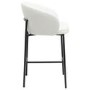 Set of 2 White Boucle Upholstered Kitchen Stools with Black Legs and Back - Cora