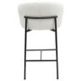 Set of 2 White Boucle Upholstered Kitchen Stools with Black Legs and Back - Cora