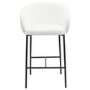 ONLY OPENED - White Boucle Upholstered Kitchen Stool with Black Legs and Back - Cora