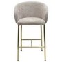 Set of 3 Mink Upholstered Kitchen Stools with Brass Legs and Back - Cora