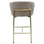 Set of 3 Mink Upholstered Kitchen Stools with Brass Legs and Back - Cora