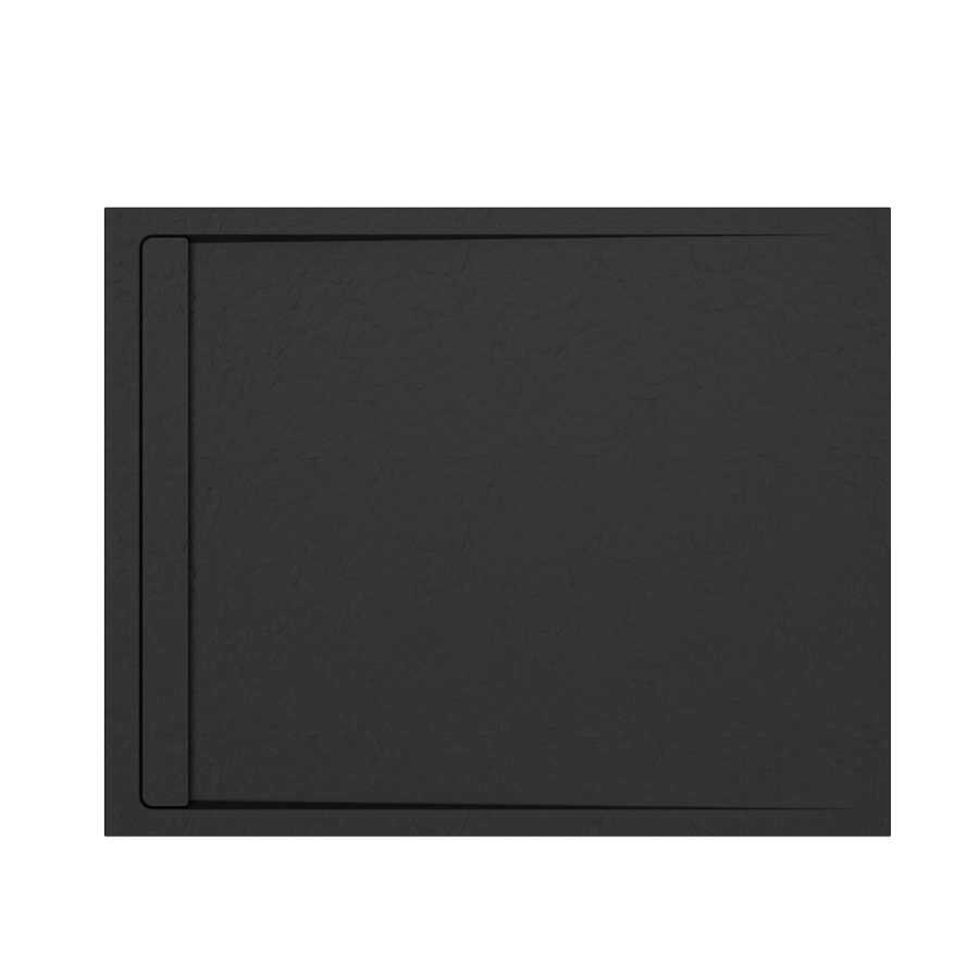 Black 1000x800 Rectangular Shower Tray 30mm Low-Profile - Slate Cast Marble